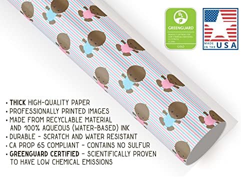 Cute Baby African American Wrapping Paper Black Gift Wrap Premium Gender Reveal Party Decoration Baby Shower Decor (12 foot x 30 inch roll), Pink, Blue - Image 4