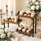 3 Tier Serving Tray & Wood Display Risers for Party,Rotatable Cupcake Stand - Image 2