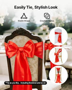 VEVOR Satin Chair Sashes Bows, Chair Ribbon Ties Back Sash, 7 x 108 inch, Wedding Reception Decoration, for Wedding Ceremony Baby Shower Party Events Banquet Cover Decoration (Red, 100pcs) - Image 4