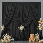 30x10FT Backdrop Curtains with Rod Pockets - Wrinkle Free Photo Stage Backdrop 6 Panels Curtains Drapes for Photography Wedding Party Baby Shower Decorations (Black) by Unknown