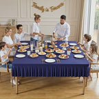 Wish Care Navy Blue Spandex Tablecloths for 60x60 Inch Square Tables, Stretch Fitted Table Clothes with Pleated Ruffle Skirt for 60” Table, Wrinkle Free and Elastic, for Party Kitchen Home Dining - Image 4