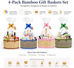 Dreamtop 4 Set Baskets for Gifts Empty, Woven Bamboo Gift Basket Empty Large with Handles, Sturdy Gift Basket Kit Empty to Fill for Christmas Birthday Baby Shower Wedding Gift (Colorful) - Image 2