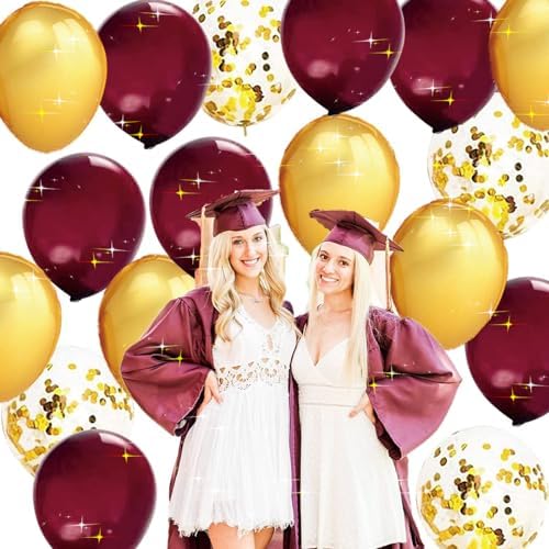 Graduation Decorations Maroon Gold 2026/Burgundy Maroon Graduation Party Decorations/Fall Bridal Shower Decorations/Burgundy Gold Balloons/Birthday Party Decor for Women Fall - Image 2