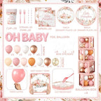 Pink Little Pumpkin Baby Shower Decorations Girl, All-in-1 Boho A Sweet Little Pumpkin is On The Way Balloon Arch with Baby Boxes Plates Napkins Cake Toppers Tablecloth Backdrop for Fall Thanksgiving - Image 5