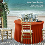 Rust Fitted Spandex Table Skirts Ruffle Fall Tablecloths 60R Inch,6 Pack - Image 6