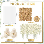 Fuyoooo 50 Set Wedding Invitations Wraps Set, Classic Style, Beige, Gold - Image 2
