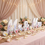 SiliFine Mr and Mrs Wooden Wedding Sign, Wildflower Table Centerpiece by SiliFine