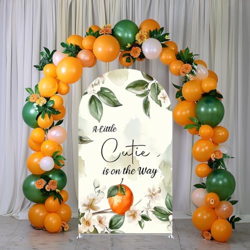 Blush Pink Floral Arch Covers Stretchy Backdrop Citrus Lemon A Little Cutie is on The Way Arch Background Baby Shower Party Decoration (6.5x3.3ft(200x100cm),GX-2892) - Image 3