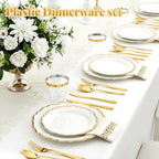 Glowserve 175 Piece Disposable Plastic Plates Dinnerware Set for 25 Guests - Image 3