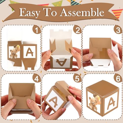 WinnerWhy 20 Pcs 4 Sets Bear Boxes with Letters for Baby Shower Brown Bear Baby Shower Centerpieces for Gender Reveal Birthday Party Table Decorations - Image 4