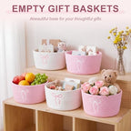 Boao 6 Pcs Small Gift Basket Pink White Bow Baskets for Gifts 8"x 5" - Image 3