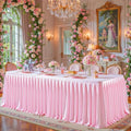 Pink Satin Tablecloths Rectangle 8FT, Glitter Spandex Fitted Stretch Table Covers Wrinkle-Free Floor Length Shimmer Table Skirt for Weddings Parties Baby Shower Banquets Vendor Events by Partisky