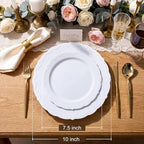 U-QE 100 Pcs White Plastic Plates, White Plates Disposable for Party - Image 2