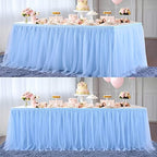Suppromo 2 Pack 6ft Blue Tulle Table Skirts for Rectangle Tables or Round Tables Blue Tutu Tablecloth Cover for Baby Shower Boy Birthday Party Wedding Cake Dessert Table Decorations by Suppromo