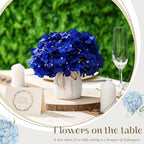 Leinuosen 6 Set Artificial Hydrangea Flowers and Plastic Vases Set Centerpieces Table Decorations Silk Fake Hydrangea Full Flowers Heads with Stems Bulk for Wedding Home Baby Shower (Royal Blue) - Image 4