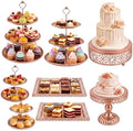 8 Pcs Cake Stands Set Metal Dessert Table Display Tiered Cupcake Holder Candy Donut Fruit Plate Cake Serving Tray Candlestick Display Treats Serving Tower for Wedding Birthday Party Decor (Rose Gold) by Patelai