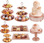 8 Pcs Cake Stands Set Metal Dessert Table Display Tiered Cupcake Holder Candy Donut Fruit Plate Cake Serving Tray Candlestick Display Treats Serving Tower for Wedding Birthday Party Decor (Rose Gold) by Patelai