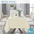VidaFete 6 Pack 90 * 132inch Ivory Rectangle Tablecloth for 6ft Tables - Image 5