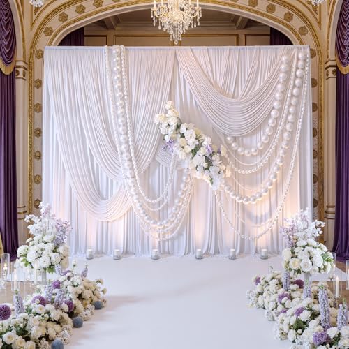 20ftx10ft White Backdrop Curtains for Weddings Parties, Wrinkle Free 4 Panels Silky Polyester Photo Backdrop Drapes Back Drop Cloth Drapery for Birthday Mother'sDay Photography Background - Image 5