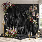 20ftx10ft Black Backdrop Curtain for Wedding Parties, Wrinkle Free Silky Polyester 4 Panels 5x10ft Draping Fabric Photo Back Drop Cloth for Birthday Photography Background Photoshoot by High-ImpactVisuals