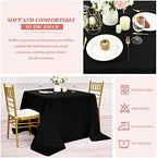 Showgeous 85x85 Inch Black Square Tablecloths, Polyester Table Covers - Image 4