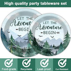ZOIIWA 200 PCS Adventure Awaits Tableware Disposable Let The Adventure Begin Party Supplies Dinnerware Set Baby Shower Plates Napkins Birthday Party Decoration Serve 50 guest - Image 4