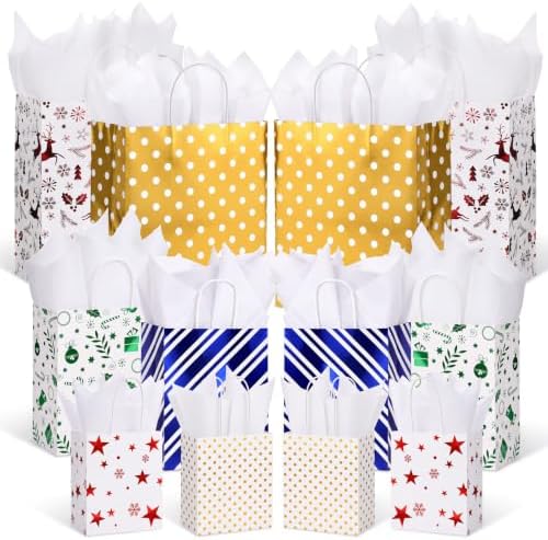 Humyoun 24 Pack Christmas Paper Gift Bags Bulk Assorted Sizes, Colorful by Humyoun