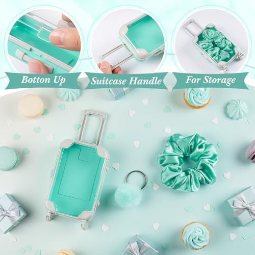 LemonRoad 60 Pcs Mini Empty Suitcase Box with Plush Keychain, Green - Image 3