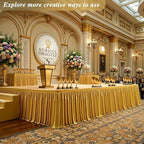 14ft Gold Satin Table Skirt for Rectangle & Round Table Teacher Desk Skirt - Image 3