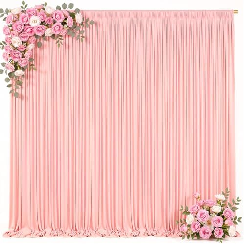 50x8ft Blush Pink Backdrop Curtain for Baby Shower Parties Pink Wrinkle Free Fabric Backdrop Curtain Wedding Photo Backdrop Drapes for Girls Birthday Party Photography Back Drop 10 Panels 5x8FT - Image 2