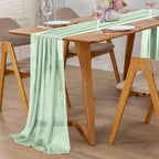 10 Pack 10ft Sage Green Chiffon Table Runners Wedding Table Runner Sheer Romantic Tulle Table Runner for Christmas Wedding Bridal Tea Party Baby Shower Birthday Party Table Decorations(120 x 12 in) - Image 7