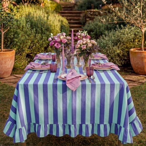Tudomro Striped Tablecloth, Rectangle, Cobalt, Sky Blue, 52'' X 70'' - Image 6
