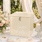 Light Beige Wedding Card Box with Lock, Acrylic Card Box for Birthday Party - Image 6