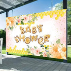 Fabric 10x8ft Honey Bee Baby Shower Backdrop Pink Flowers Yellow Honeycomb Oh Baby Decoration Background Sweet Honey Gender Reveal Neutral Newborn Party Banner Supplies - Image 2