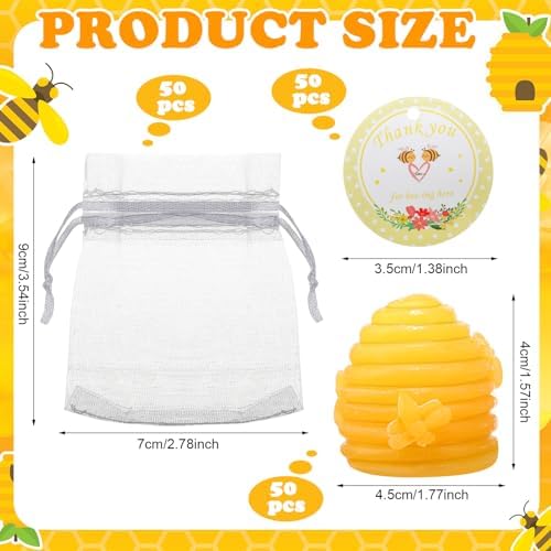 50 Set Honey Baptism Soap Baby Shower Party Favors, Bee Themed Gift - Image 2