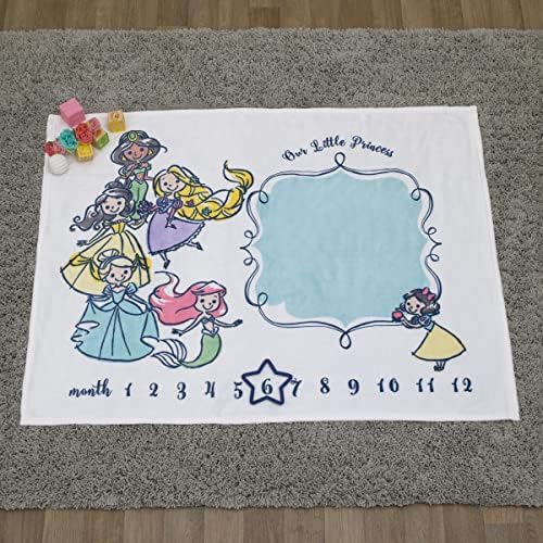 Disney Princess White, Pink, Yellow and Aqua Super Soft Milestone Baby Blanket - Image 5