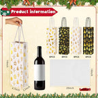 Harloon 32 Pack Wine Bottle Gift Bags with Handles 4 Designs,Black, Gold - Image 2