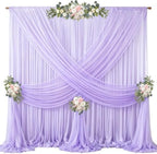 40ft x 10ft Lilac Backdrop Curtains, Wrinkle-Free Sheer Chiffon Fabric Photo Backdrop Drapes for Wedding Arch Party Ceremony Stage Photography Decorations by WishCare