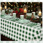 Funnymoom 452 Pcs Green Gingham Party Supplies for 50, Dark Green Plaid Checkered Paper Plates Napkins Cups Tablecloth Cutlery Straws for Holiday Birthday Baby Shower Party Decoration - Image 4