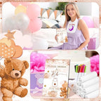 Panitay 100 Pcs DIY Baby Bibs Decorating Kit 50 White Bibs 25 Stencils 24 Markers 1 Baby Shower Game Sign - Image 5