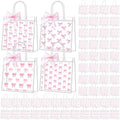 Kolldenn 48 Pcs Pink Bow Clear PVC Gift Bags with Handle Ribbon Reusable Pink Coquette Bowknot Goodies Treats Totes Bulk for Birthday Wedding Baby Shower Party Supplies, 5.9 x 6.3 x 2.8 Inch by Unknown
