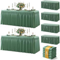 Sage Green Polyester Table Cloths for Rectangle 8 Foot Tables, 6 Pack Wrinkle Free Tablecloths Stretchy Banquet Ruffle Fitted Table Cover Desk Skirt for Parties Wedding Birthday Baby Shower by Unknown