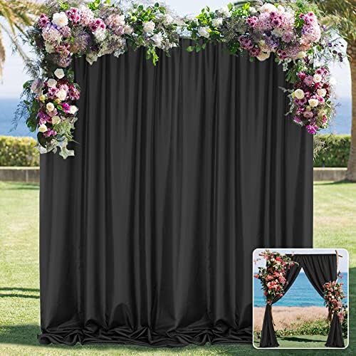 Black Backdrop Curtain for Party, Halloween Backdrop, 5ft x 8ft, 2 Panels by MYSKYHOME