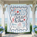 Fourth of July Backdrop Personalized Red White and Due Baby Shower Banner Custom Patriotic American Welcome Tapestry Sign for Party Decorations Photo Booth Baby Gender Reveal Independence Day Decor by Unknown
