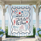 Fourth of July Backdrop Personalized Red White and Due Baby Shower Banner Custom Patriotic American Welcome Tapestry Sign for Party Decorations Photo Booth Baby Gender Reveal Independence Day Decor by Unknown
