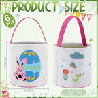 Honeydak 6 PCS Easter Basket for Kids, Bunny Tote Bags Mixed Colors - Image 2
