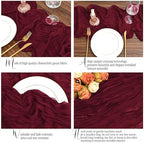 24 Pack Burgundy Table Runner 10Ft Cheesecloth Table Runner Rustic Gauze Table Runners Romantic Long Sheer Fabric Cheese Cloth Table Runners for Wedding Party Bridal Baby Shower - Image 3