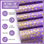Breling 24 Pack Purple and Gold Disposable Tablecloths and Table Runner Set - Image 4