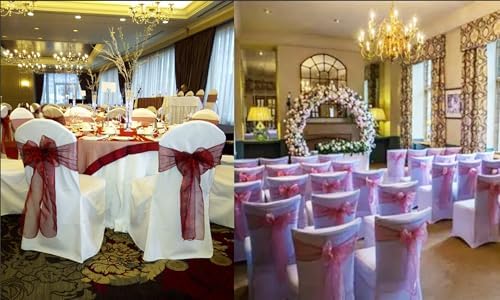 Organza Pink Chair Sashes 50 Pack 7x108 inches Sheer Chair Bows for Wedding Party Birthday Banquet Hotel Restaurant Bridal Shower Baby Shower Event Decorations Tulle Chairs Knots Ties - Image 5