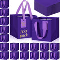 Windyun 100 Pcs Mini Paper Gift Bags with Handle 6 x 6 x 6'' Square Small Favor Bag with DIY Thank You Tag for Christmas Birthday Wedding Bridal Shower Bridesmaid Graduation Party (Purple) by Windyun